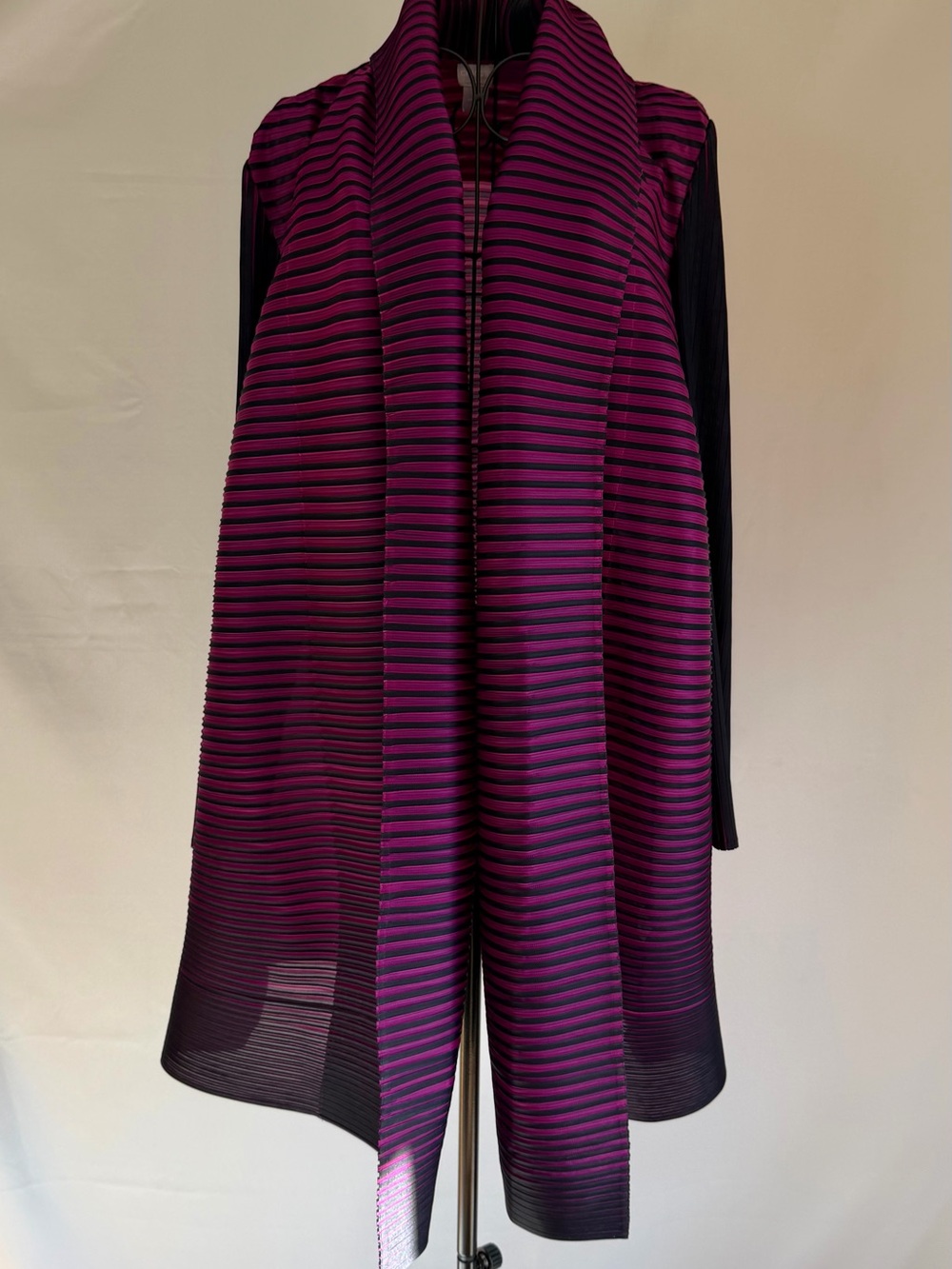 Travelers by Chico's Pink/Purple and Black Striped Pleated Top